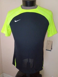 Nike Soccer Dri Fit Black/Neon Yellow Short Sleeve Top - NWT Slim Fit Medium - Picture 1 of 3