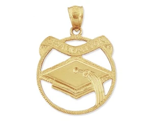 14K Gold Graduation Banner Medallion - Picture 1 of 6