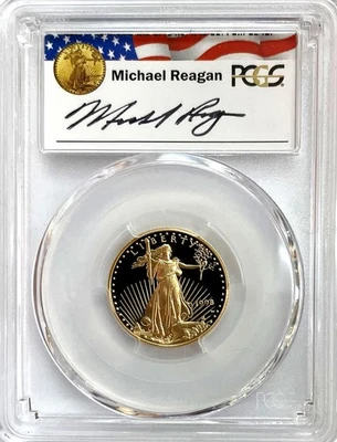 1998 W GOLD $10 AMERICAN EAGLE 1/4 OZ PROOF COIN REAGAN SIGNED PCGS PR 69 DCAM - Image 1 of 2