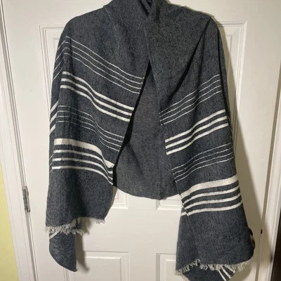 mujer J. Crew Chal-Suéter Gris con Sisas y Rayas Blancas, Talla Única Foto 1 de 4