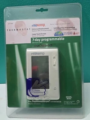 RiteTemp 8035C 7-Day Programmable Digital Thermostat White Touch Screen New - Image 1 of 4