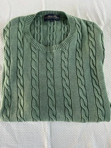 Brooks Brothers Green Cable Knit Men’s XL Sweater Supima Cotton - Picture 1 of 9