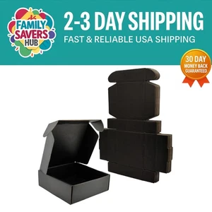 Effortless Assembly 25-Piece Black Shipping Boxes - 8x8x4 Corrugated Design - Picture 1 of 8