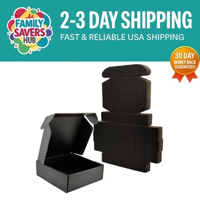 Effortless Assembly 25-Piece Black Shipping Boxes - 8x8x4 Corrugated Design - Image 1 of 4