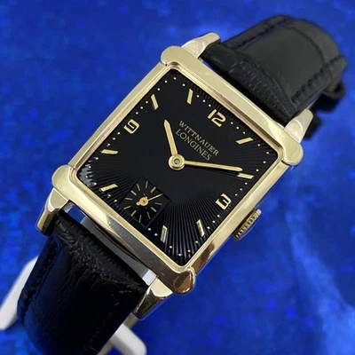 Impresionante esfera negra vintage de los años 50 Man WITTNAUER LONGINES Revue reparada GARANTÍA Foto 1 de 4