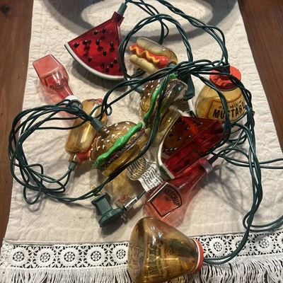 Cuerdas de luces para patio barbacoa hamburguesa perrito caliente sandía luces de fiesta probadas en verano Foto 1 de 4