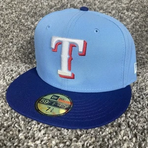 New Era 59Fifty Texas Rangers Hat Cap Fitted 7 3/8 Blue On Field Cap MLB - Picture 1 of 5