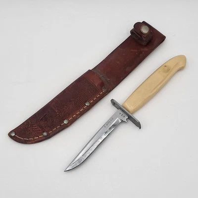 Cuchillo de caza pequeño Camco vintage con funda - abrelatas - levantador de tapas hecho en EE. UU. Foto 1 de 4