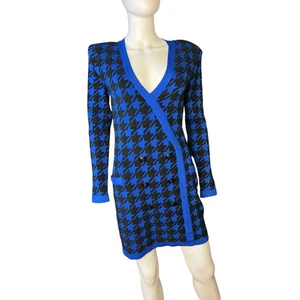 L'Agence Odell Blue Black Double Breasted Sweater Dress Size M NWT - Picture 1 of 5