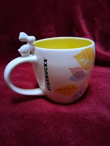 SELTEN STARBUCKS Ostern Gold gelbe Blätter & Hase Kaffeebecher Tasse 16 Unzen 3D akzentuiert - Bild 1 von 7