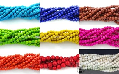 Howlite Turquoise Gemstone Round Loose Beads 2mm 3mm 4mm 6mm 8mm 10mm 12mm 16" - Image 1 of 4