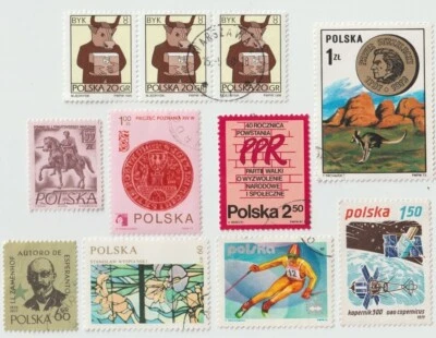 POLAND VINTAGE STAMPS SET MIX 11 PCS IN VARIOUS DATES AND VALUE - POLSKA - Image 1 of 2