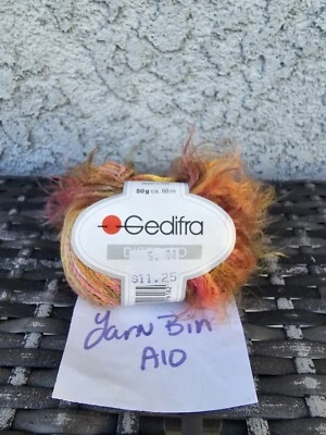 NOS GEDIFRA EYELASH BOUCLE COTTON MICROFIBER 3521/7111 Orange Pink Yellow 1 CAKE - Image 1 of 3