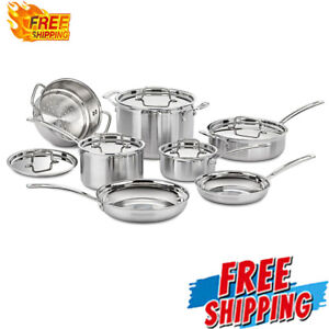 12 Pce Cookware Set Professional Triple Ply Construction Dishwasher Safe Silver