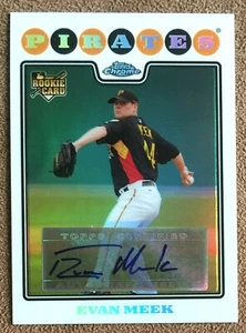2008 Topps Chrome Rookie Autograph Refractor #238 Evan Meek /500 Pirates Card RC - Picture 1 of 2