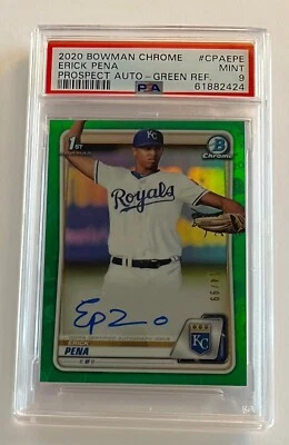 2020 Bowman Chrome Erick Pena 1st Bowman Green Refractor SSP Auto /99 PSA 9 - Image 1 of 2