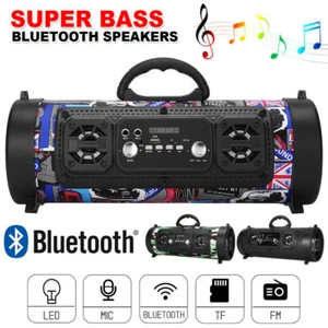 Wireless Bluetooth Portable Speakers Stereo Bass USB/TF/ Radio Outdoor Subwoofer - Picture 1 of 14