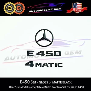 E450 4MATIC Sedan Rear Star Emblem Black Letter Badge Logo Set AMG Mercedes W213 - Picture 1 of 1