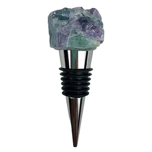 Fluorit grob geschnitten Kristallquarz Silber Wein Flaschenstopper Topper Stein Geschenk - Bild 1 von 4