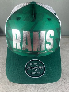 NWT Zephyr Snapback Colorado State CSU Rams Hat Green White Silver Trucker Mesh - Picture 1 of 6