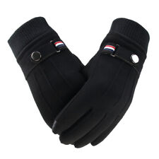 Men Touchscreen Cycling Gloves Full Finger Fleece Riding Mittens (Black)