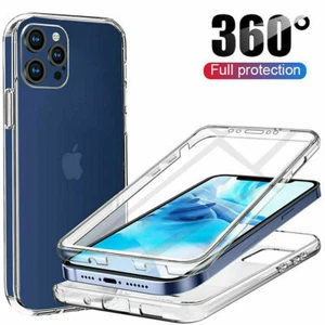 For iPhone 15 Pro Max 14 13 12 11 7 8 Max Clear Shockproof 360 Case Full Cover - Picture 1 of 17