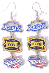 New England Patriots Super Bowl Earrings XXXVIII XXXIX XXXVI Peter David NFL - Picture 1 of 3