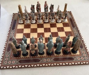 Vintage Chess Set Spanish Handmade hard-carved painted 50cm x 50cm board NIGRI? - Picture 1 of 22