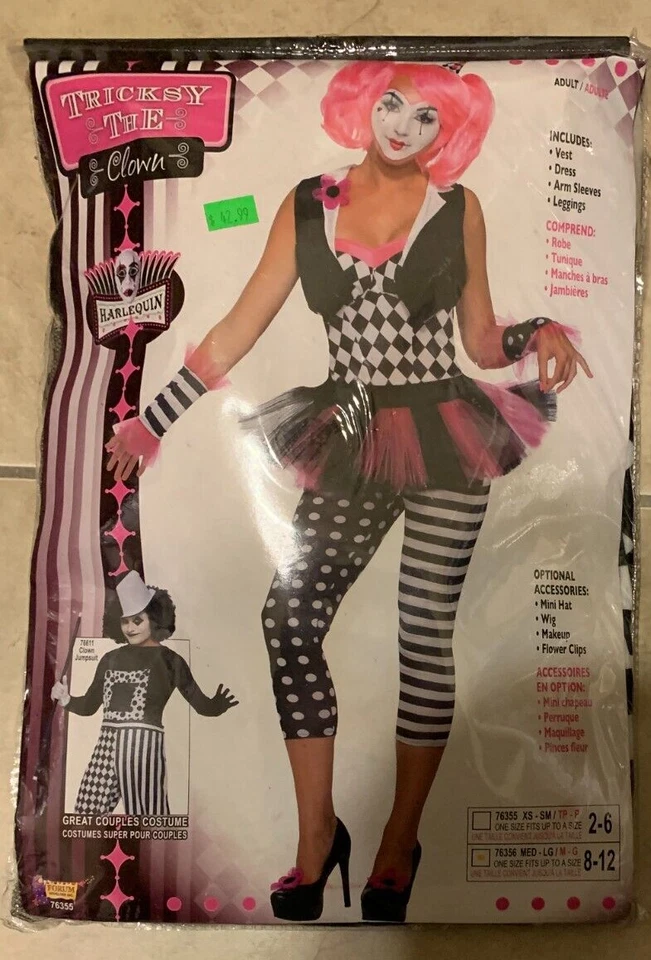 Disfraz de Arlequín Trixie Tricky Clown Forum NUEVO embalaje al por menor para mujer mediano 8-12 Foto 1 de 1