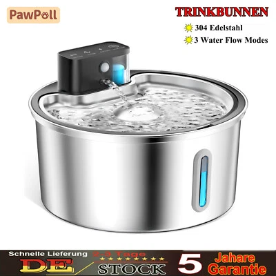 3.2L Edelstahl Trinkbrunnen Katzenbrunnen für Katze Kabellos Leise Trinkbrunnen - Bild 1 von 4