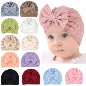 Newborn Baby Infant Girl Toddler Comfy Bowknot Hospital Caps Warm Beanie Hat - Picture 1 of 36