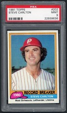 1981 Topps Steve Carlton Philadelphia Phillies #202 PSA 9 MINT HALL OF FAME RB