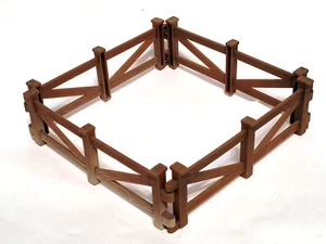 Vintage Toy Brown Plastic Wood Style 4 section collapsible Fence 5" X 1.5" - Picture 1 of 4
