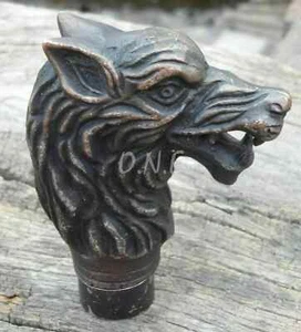 Antiguo mango de cabeza de lobo solo para bastón bastón increíble de colección mejor regalo - Imagen 1 de 4
