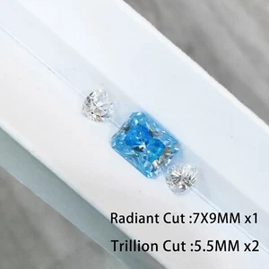 Piedra moissanita corte radiante azul marino 7X9 mm 5,5 mm trillones de piedras preciosas color D corte - Imagen 1 de 13