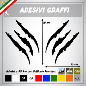 2 Adesivi graffio artigli belva sticker tuning auto moto casco decal spaziato - Foto 1 di 1