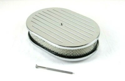 12'' Oval Ball Milled Air Cleaner w/ Element Chrome E40033C - Изображение 1 из 3