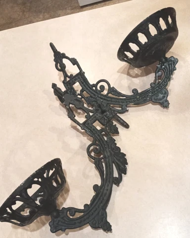 Large Victorian Wrought Iron eastlake Oil Lamp Sconces just about 12 inches Cover