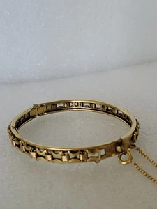 Bracciale Vintage Freirich Tono Oro Cerniera Con Catena Di Sicurezza - Foto 1 di 6