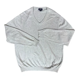 Brooks Brothers 346 100% Supima Cotton Gray V-Neck Pullover Sweater Men’s Large - Picture 1 of 9