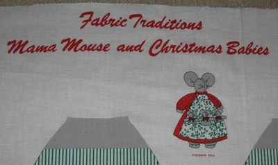 Винтажная тканевая панель Mama Mouse & Christmas Babies для вырезания вещей и шитья - Изображение 1 из 4