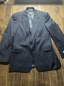 Stafford Sport Coat Mens 44L Navy Blazer 100% Worsted Wool Jacket NWT - Picture 1 of 5