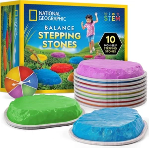 NATIONAL GEOGRAPHIC Stepping Stones for Kids – 10 Durable, Non-Slip Stones Encou - Picture 1 of 12
