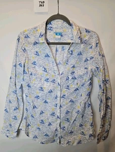 Camisa Columbia Multicolor Náutica Cuello Abotonado Manga Larga Mujer Talla L - Imagen 1 de 6