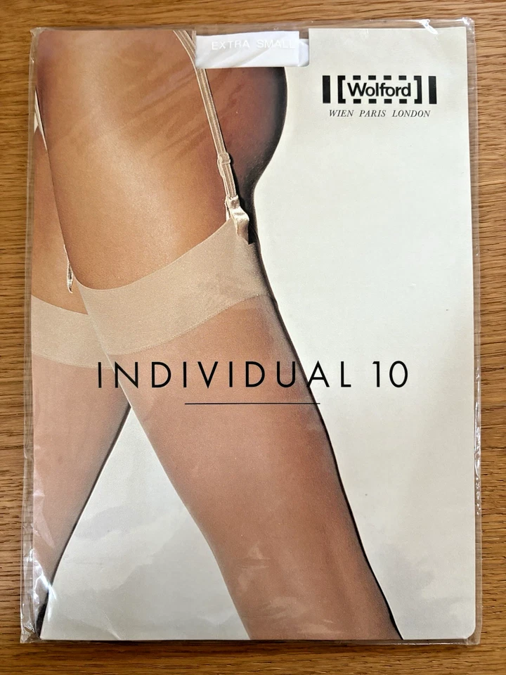 WOLFORD INDIVIDUAL  10 weiße Nylonstrümpfe  85% Nylon & 15% Elasthan Größe XS - Bild 1 von 3