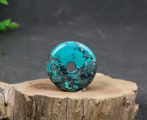 Tibetischer Himalaya AltTürkis Friedensknoten Anhänger Amule 寓意,八方来财, Durchmesser:40mm - Bild 1 von 11