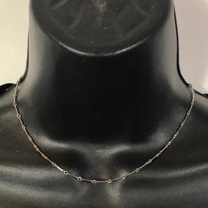 Bar Link Necklace Choker Length Silver Tone Minimalist Simple  - Picture 1 of 5