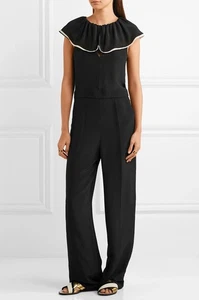 TRAJE CHLOE con Volantes Negro Seda Crepe de China $2,395 Talla 40 EE. UU. 8 - Imagen 1 de 24