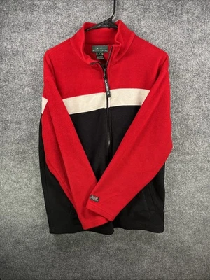 Lauren Ralph Lauren 男式中号全拉链羊毛夹克红色黑色白色 — 第 1/4 张图片