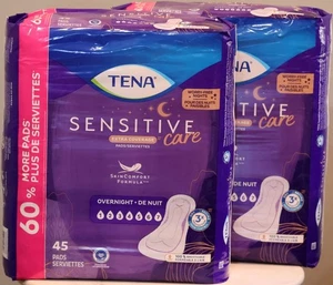 Tena Sensitive Care Extra Coverage Overnight Incontinence Pads 90 Count NEW - Picture 1 of 7